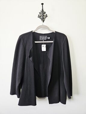 NWT Lafayette 148 Open Front Jacket Size XL Black Blazer New York